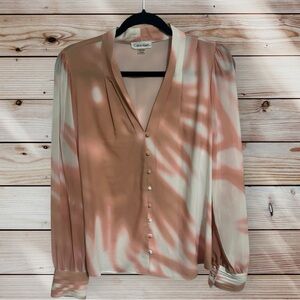 Calvin Klein Women's Blouse in Pink and White